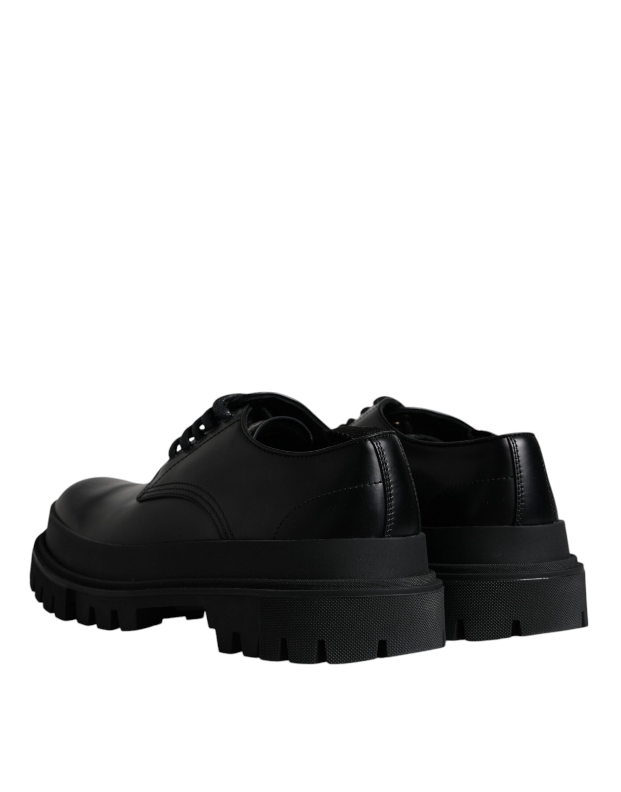 Dolce &amp; Gabbana Black Leather Lace Up Trekking Dress Shoes