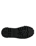 Dolce &amp; Gabbana Black Leather Lace Up Trekking Dress Shoes