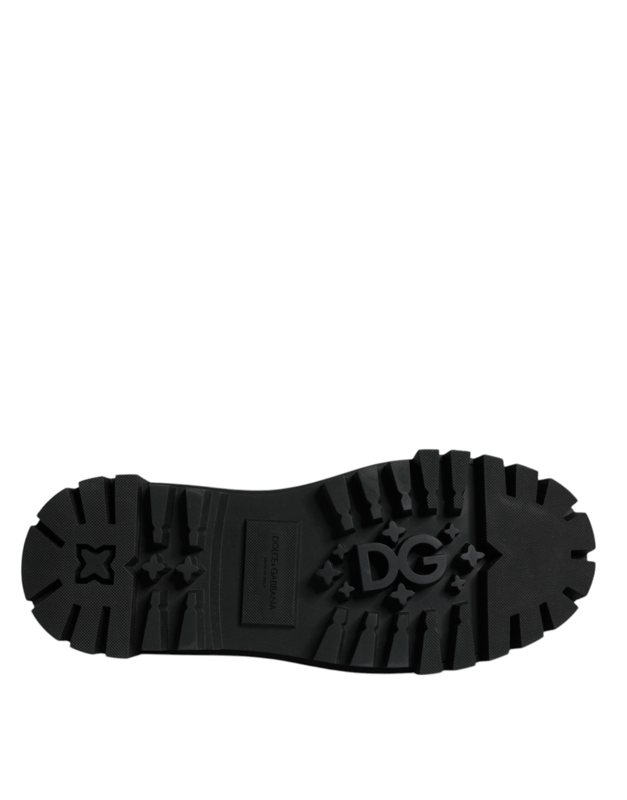 Dolce &amp; Gabbana Black Leather Lace Up Trekking Dress Shoes