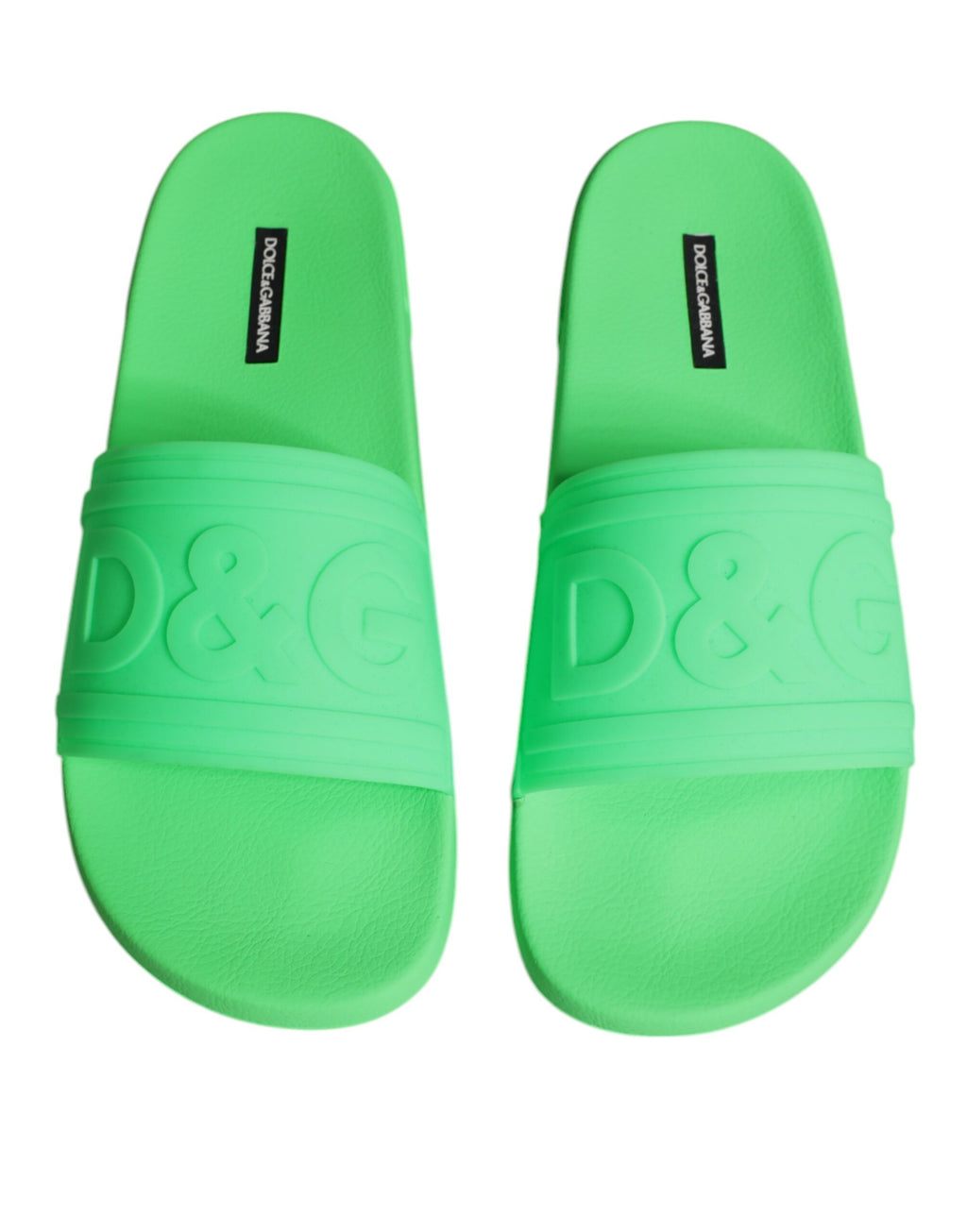 Dolce &amp; Gabbana Green Leather Slides Sandals Beachwear Shoes