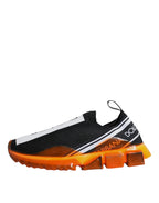 Dolce &amp; Gabbana Black Orange Sorrento Slip On Sneakers Shoes