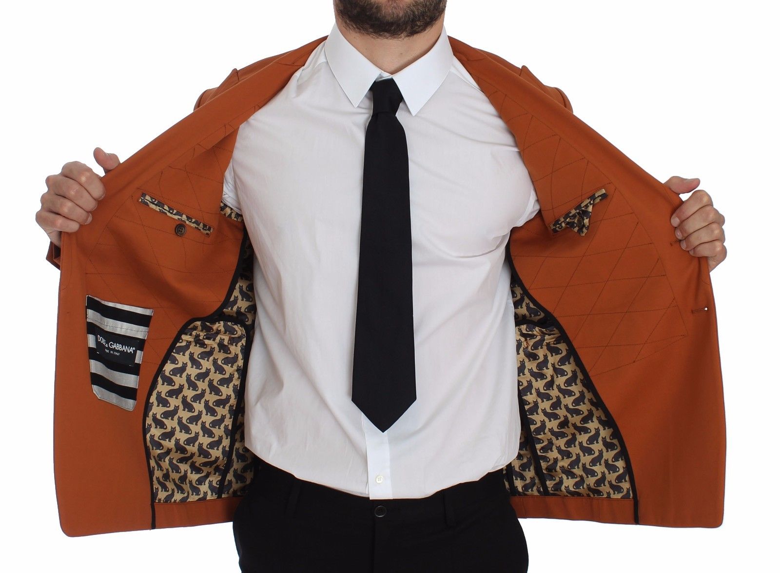 Dolce &amp; Gabbana Orange Cotton Stretch Blazer