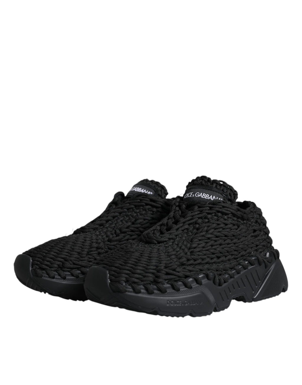 Dolce &amp; Gabbana Black Knitted Daymaster Sneakers Shoes