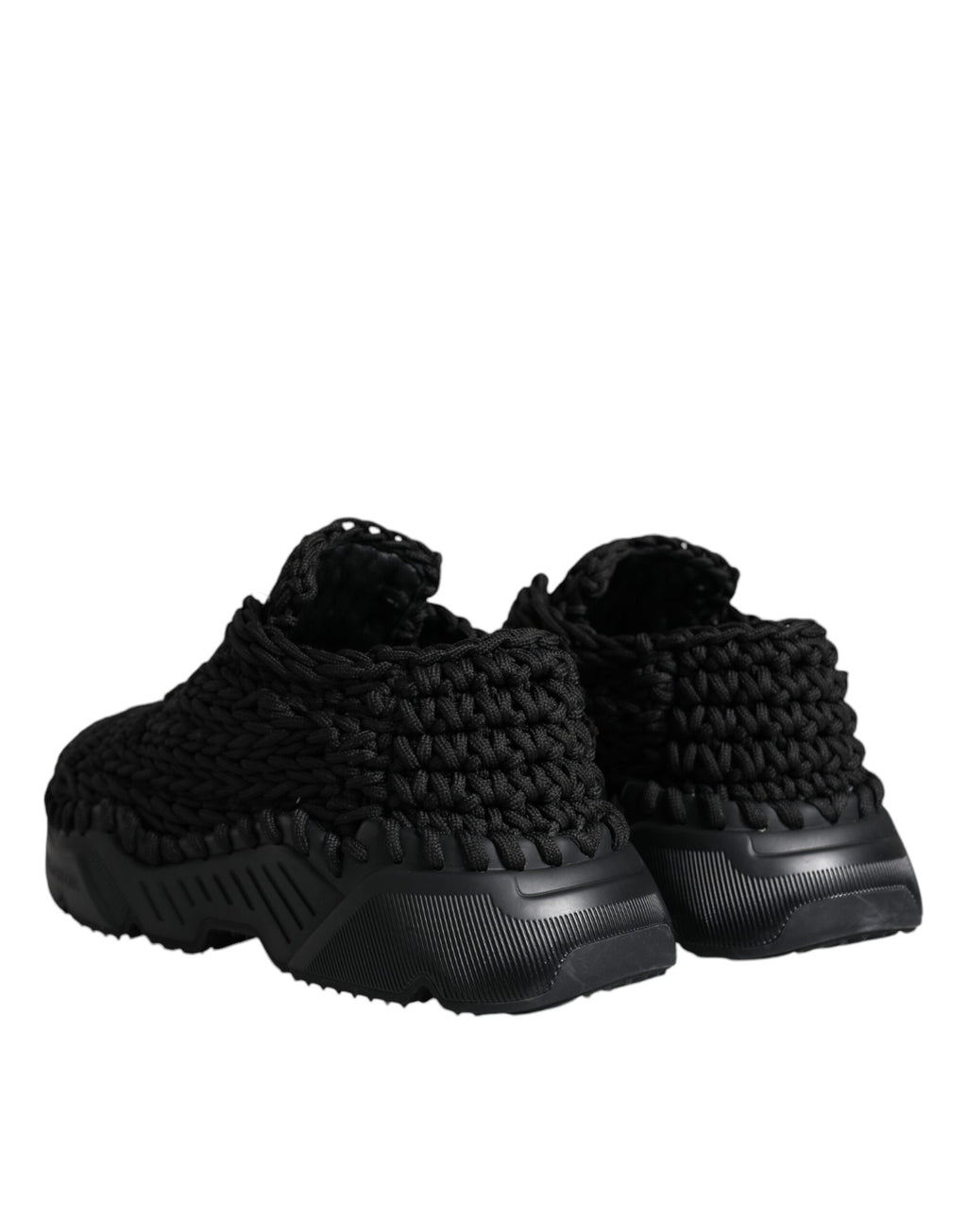 Dolce &amp; Gabbana Black Knitted Daymaster Sneakers Shoes