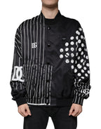 Dolce &amp; Gabbana Black Polka Dot Stripe Nylon Bomber Jacket