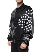 Dolce &amp; Gabbana Black Polka Dot Stripe Nylon Bomber Jacket