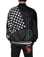 Dolce &amp; Gabbana Black Polka Dot Stripe Nylon Bomber Jacket