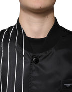 Dolce &amp; Gabbana Black Polka Dot Stripe Nylon Bomber Jacket