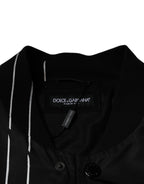 Dolce &amp; Gabbana Black Polka Dot Stripe Nylon Bomber Jacket