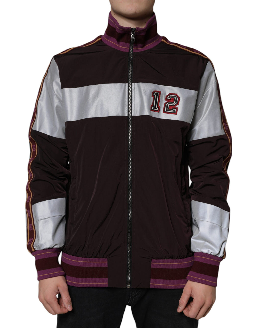 Dolce &amp; Gabbana Multicolor Full Zip Jersey Men Bomber Jacket