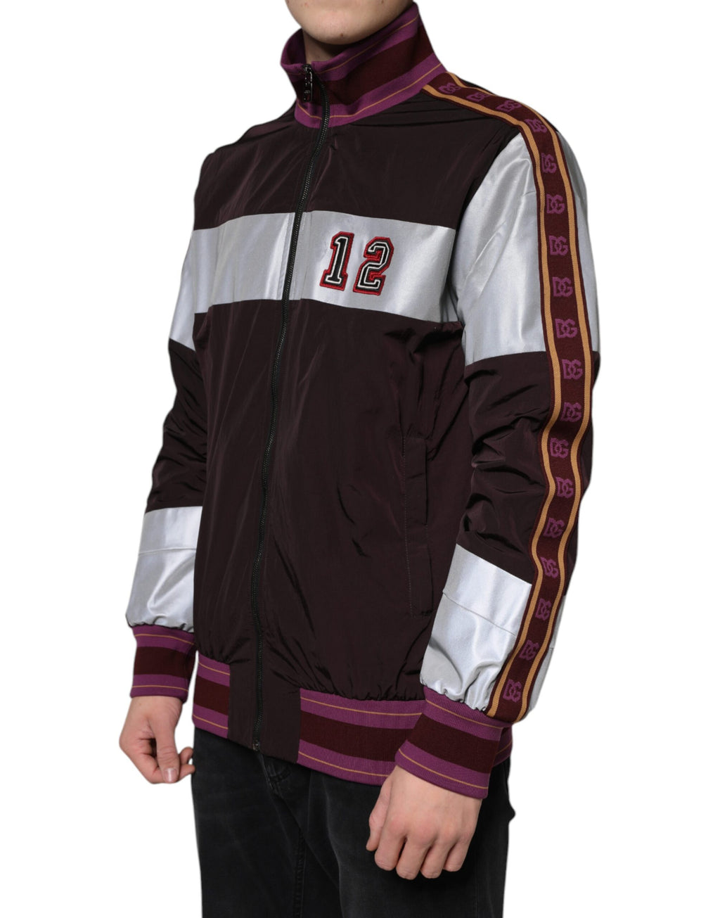 Dolce &amp; Gabbana Multicolor Full Zip Jersey Men Bomber Jacket