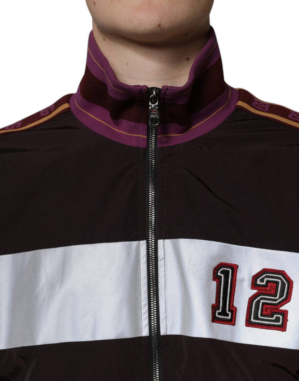 Dolce &amp; Gabbana Multicolor Full Zip Jersey Men Bomber Jacket