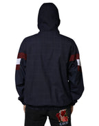 Dolce &amp; Gabbana Blue Logo Full Zip Hooded Men Bomber Jacket