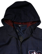 Dolce &amp; Gabbana Blue Logo Full Zip Hooded Men Bomber Jacket