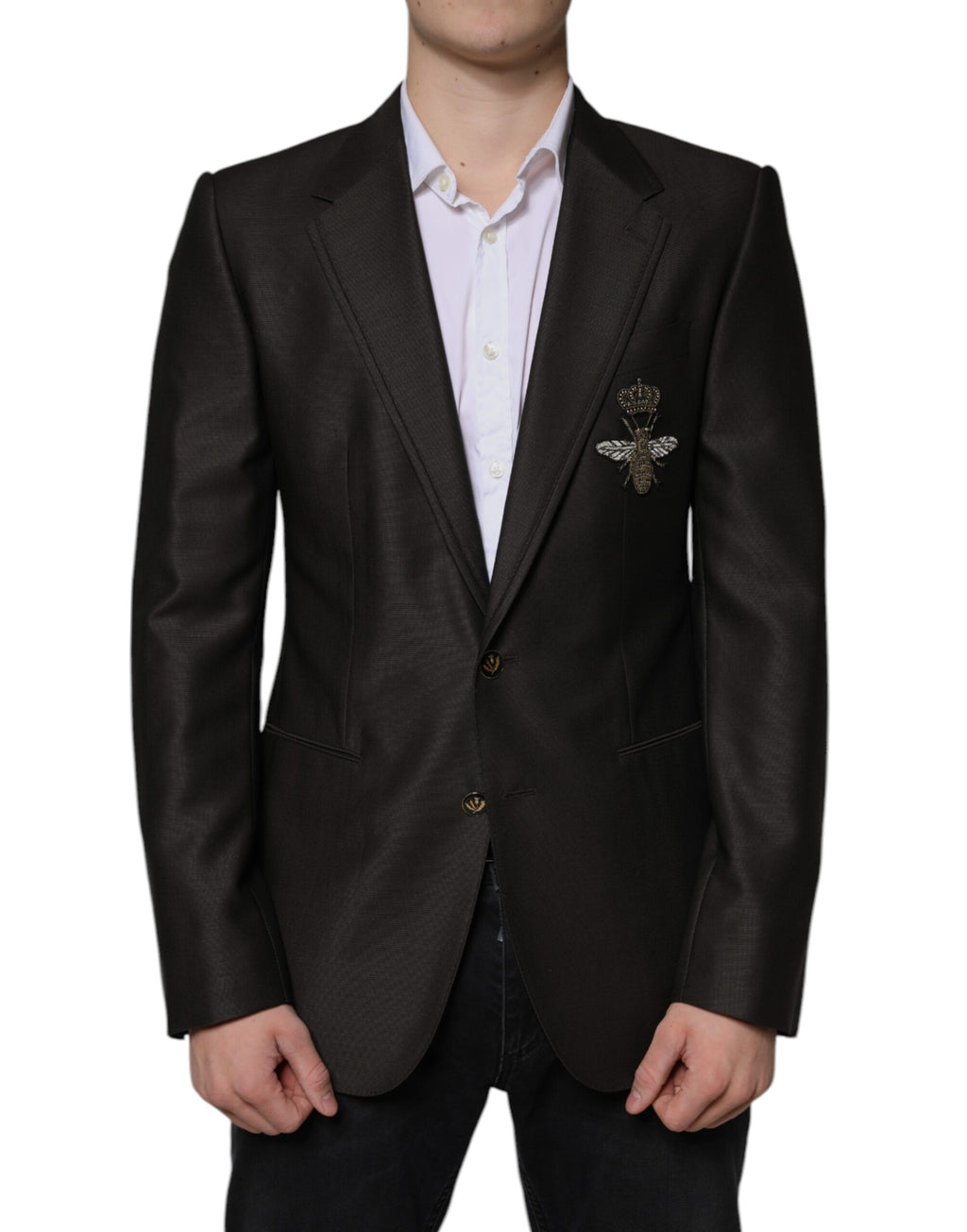 Dolce &amp; Gabbana Blazer Brown Green Bee Wool Jacket Coat