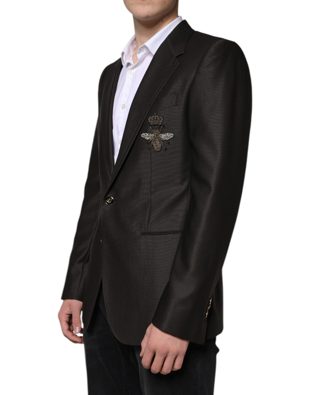 Dolce &amp; Gabbana Blazer Brown Green Bee Wool Jacket Coat