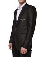Dolce &amp; Gabbana Blazer Brown Green Bee Wool Jacket Coat