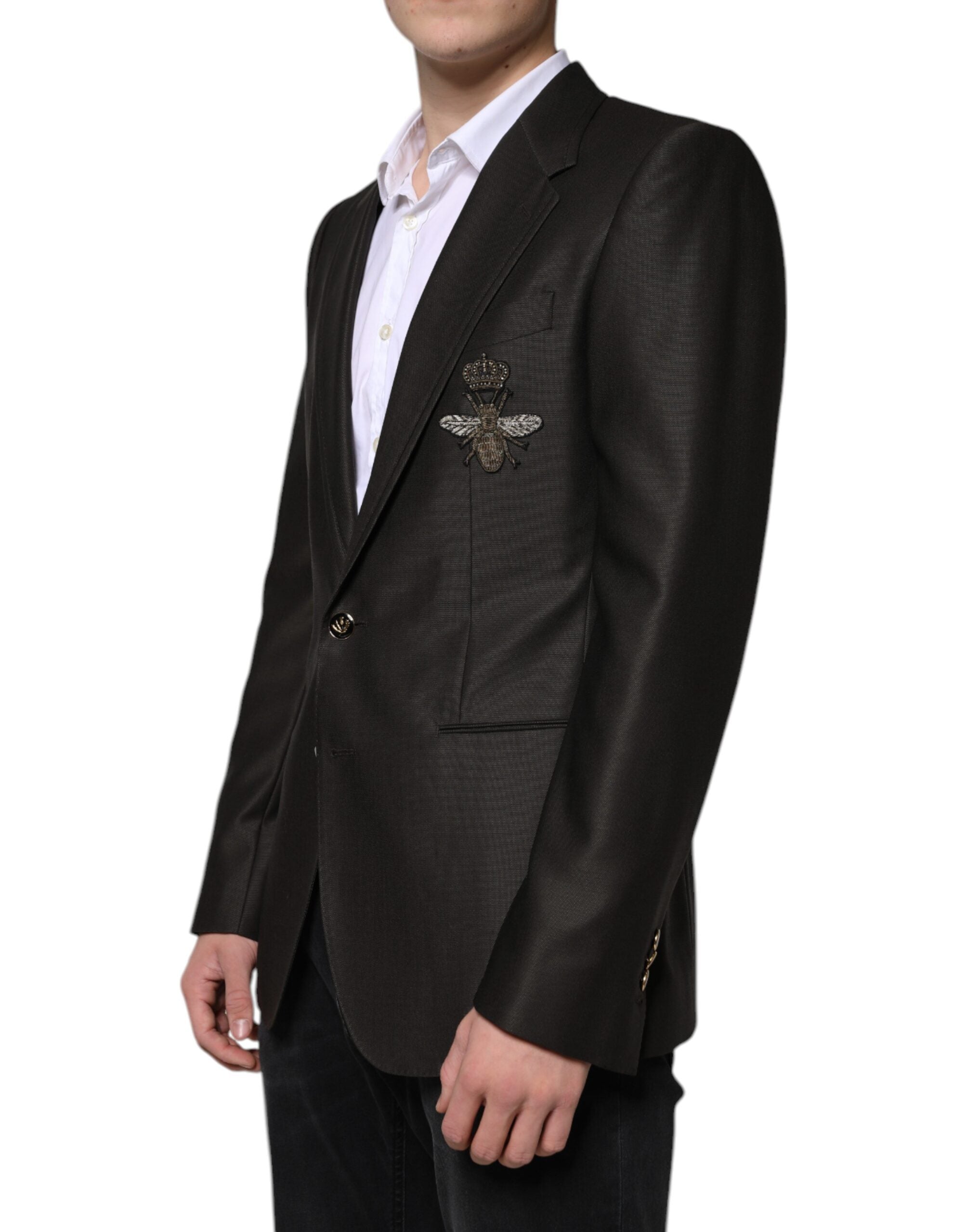 Dolce &amp; Gabbana Blazer Brown Green Bee Wool Jacket Coat