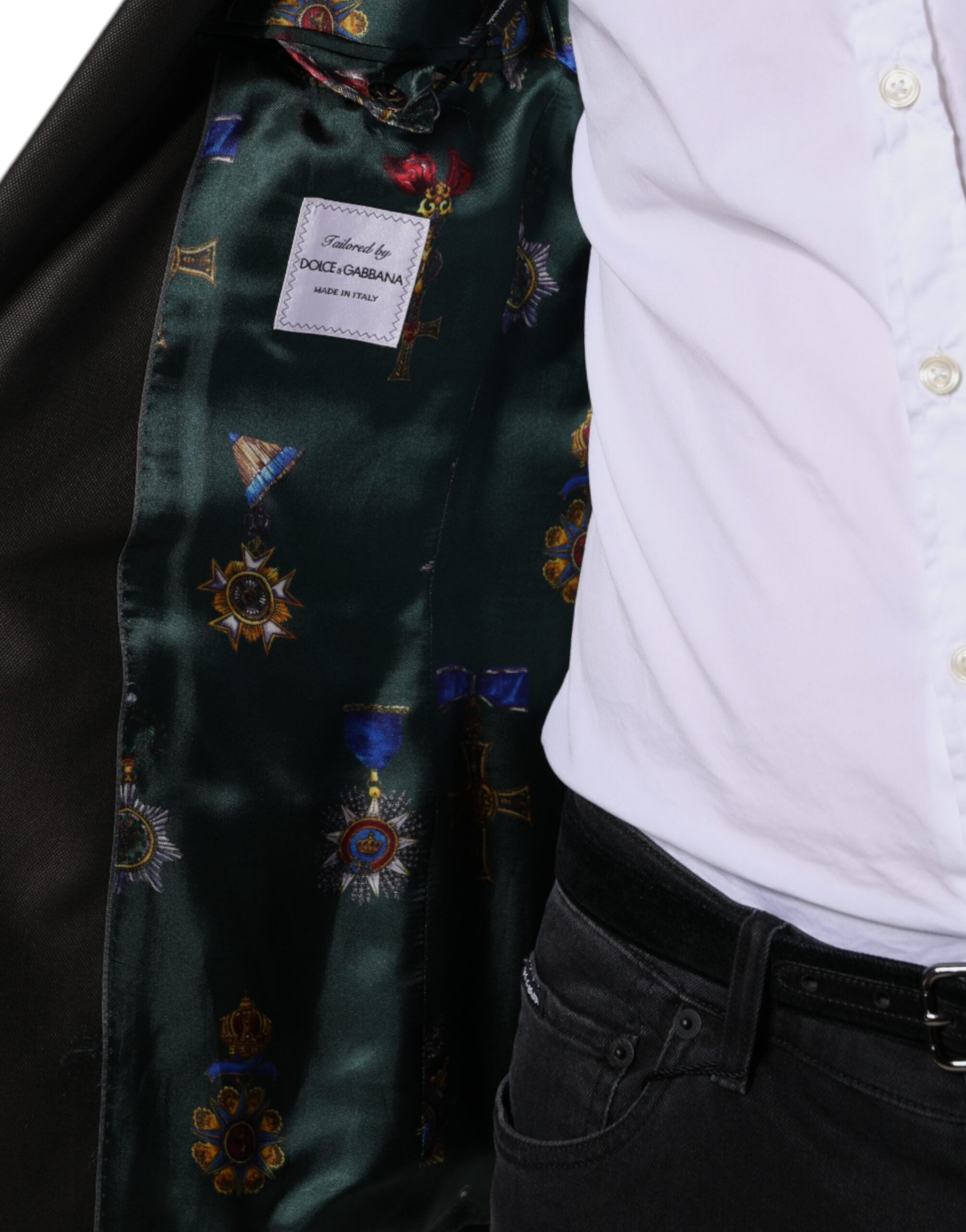 Dolce &amp; Gabbana Blazer Brown Green Bee Wool Jacket Coat