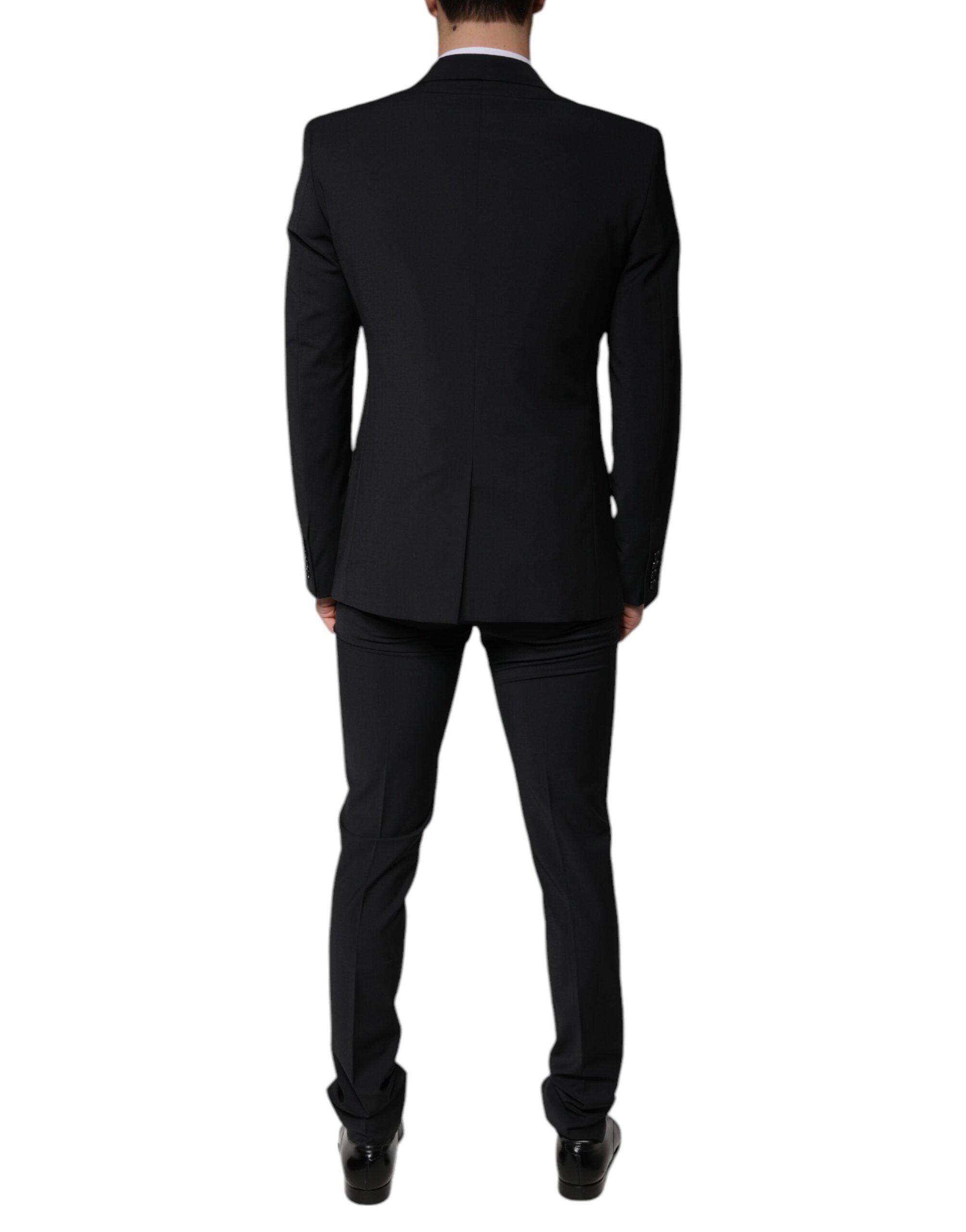 Dolce &amp; Gabbana Black Wool 3 Piece Slim Fit Formal Men Suit