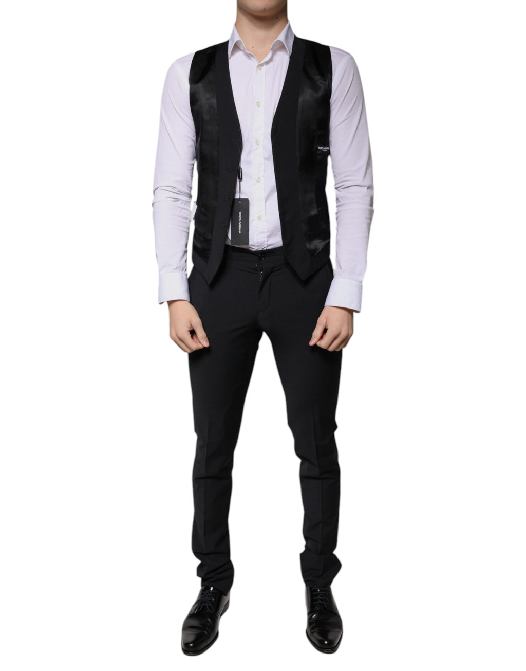 Dolce &amp; Gabbana Black Wool 3 Piece Slim Fit Formal Men Suit