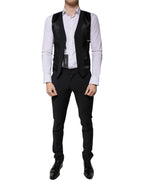 Dolce &amp; Gabbana Black Wool 3 Piece Slim Fit Formal Men Suit