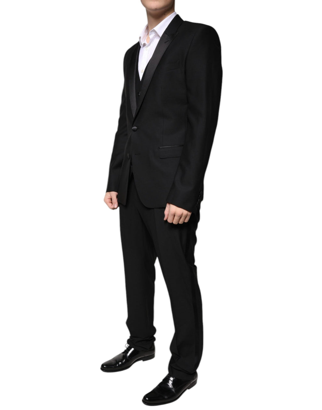 Dolce &amp; Gabbana Black Wool 3 Piece Slim Fit Formal Suit