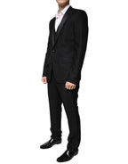 Dolce &amp; Gabbana Black Wool 3 Piece Slim Fit Formal Suit