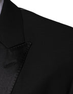 Dolce &amp; Gabbana Black Wool 3 Piece Slim Fit Formal Suit