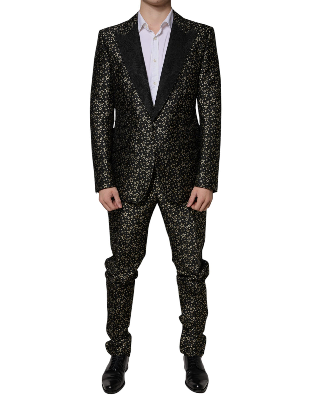 Dolce &amp; Gabbana Black Stars Jacquard SICILY 2 Piece Suit