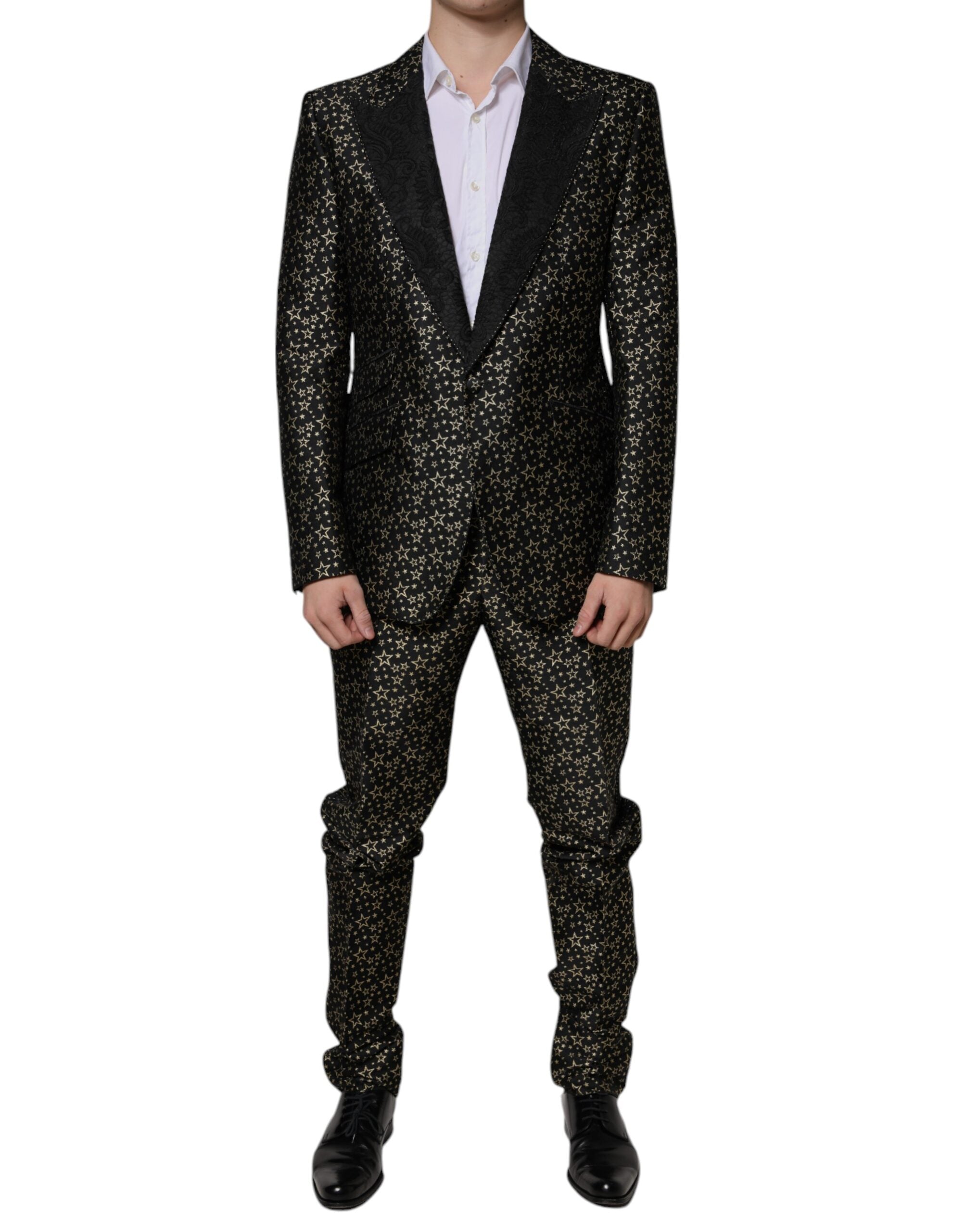 Dolce &amp; Gabbana Black Stars Jacquard SICILY 2 Piece Suit