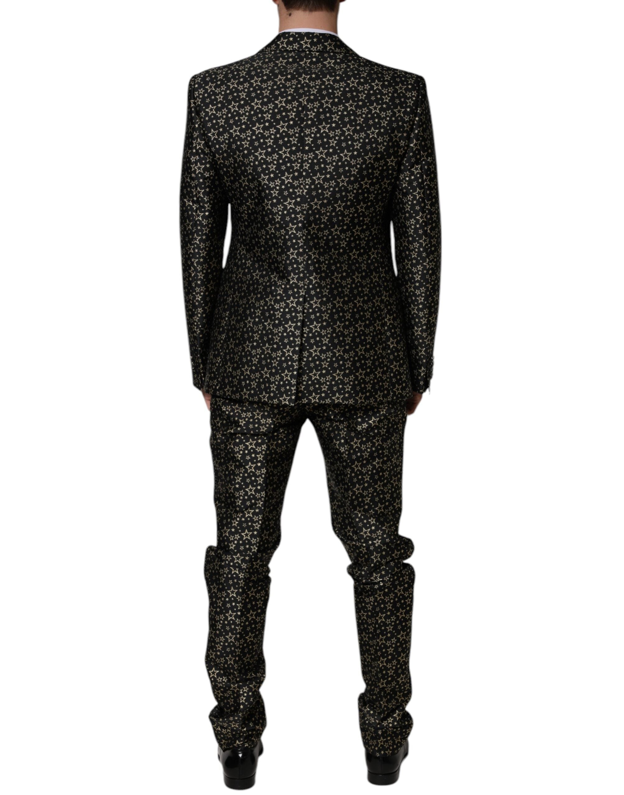 Dolce &amp; Gabbana Black Stars Jacquard SICILY 2 Piece Suit