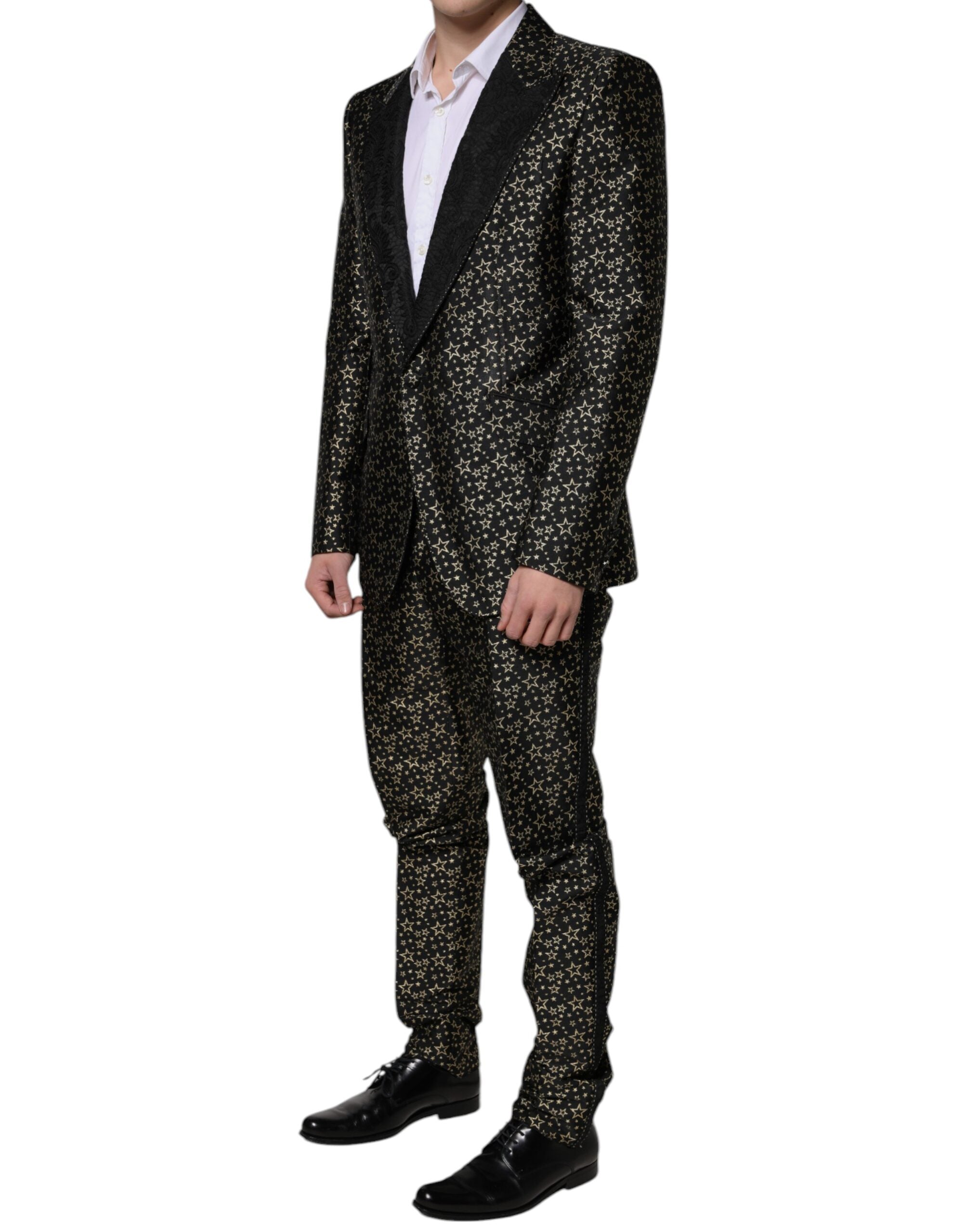 Dolce &amp; Gabbana Black Stars Jacquard SICILY 2 Piece Suit