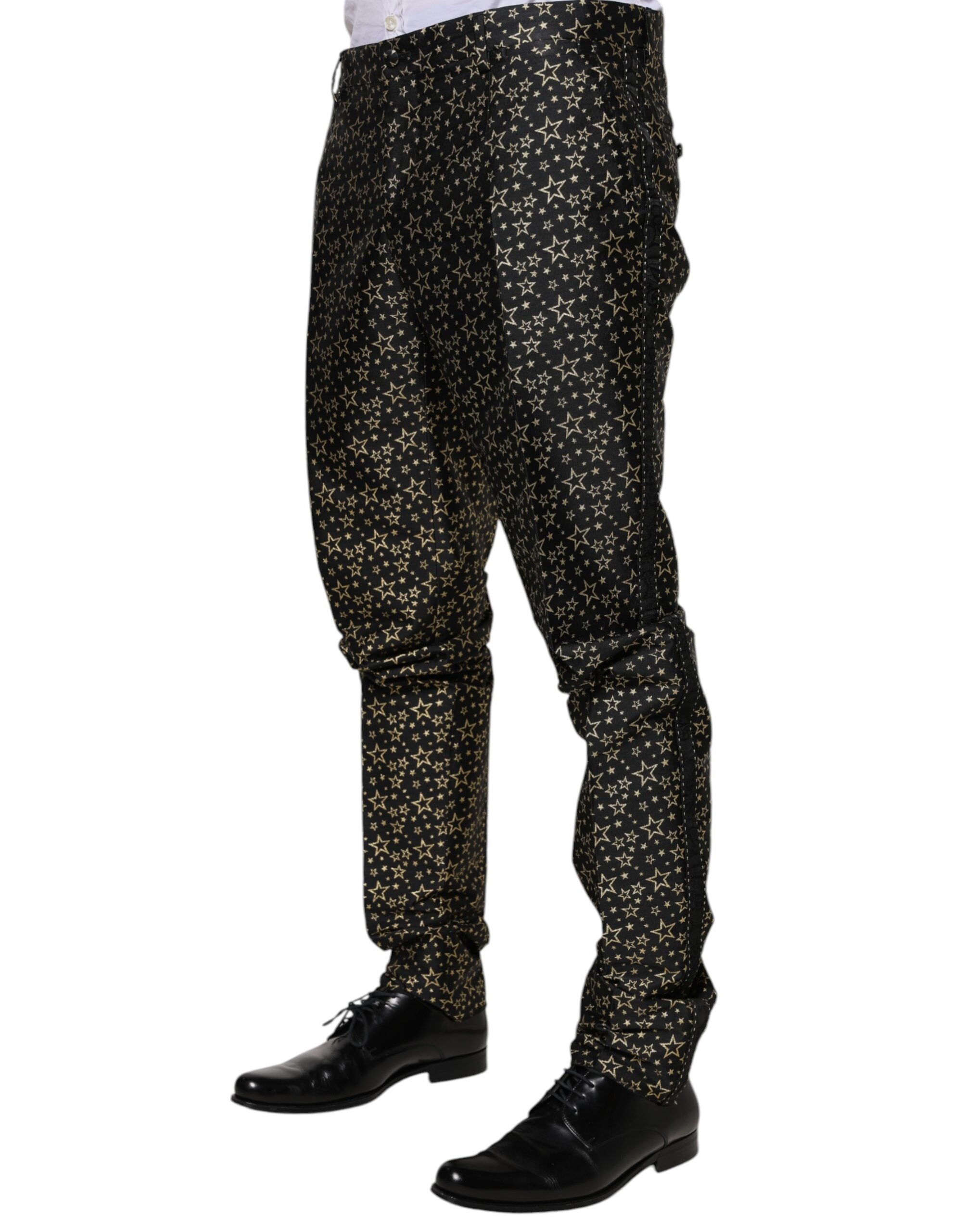 Dolce &amp; Gabbana Black Stars Jacquard SICILY 2 Piece Suit