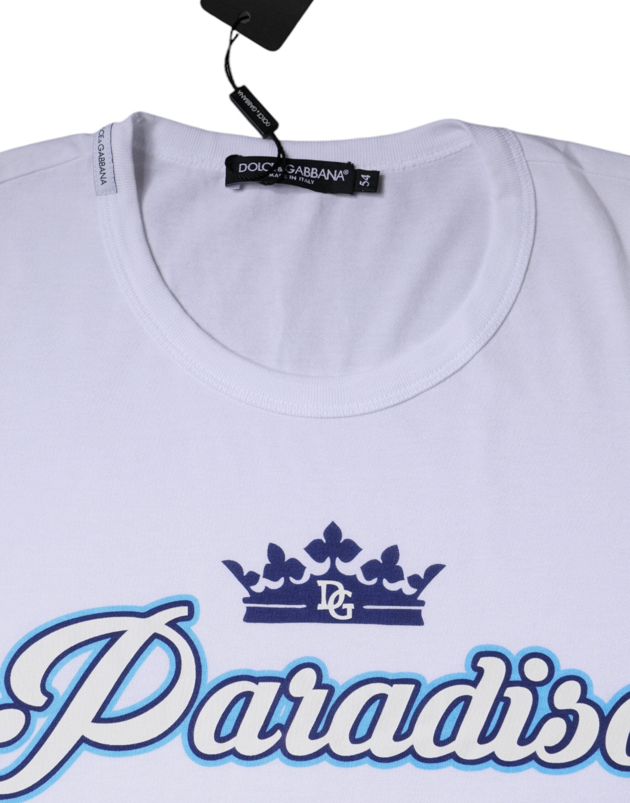 Dolce &amp; Gabbana White Paradiso Cotton Shorts Sleeves T-shirt