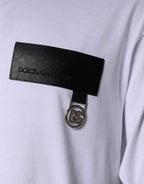 Dolce &amp; Gabbana White Logo Patch Cotton Crew Neck T-shirt