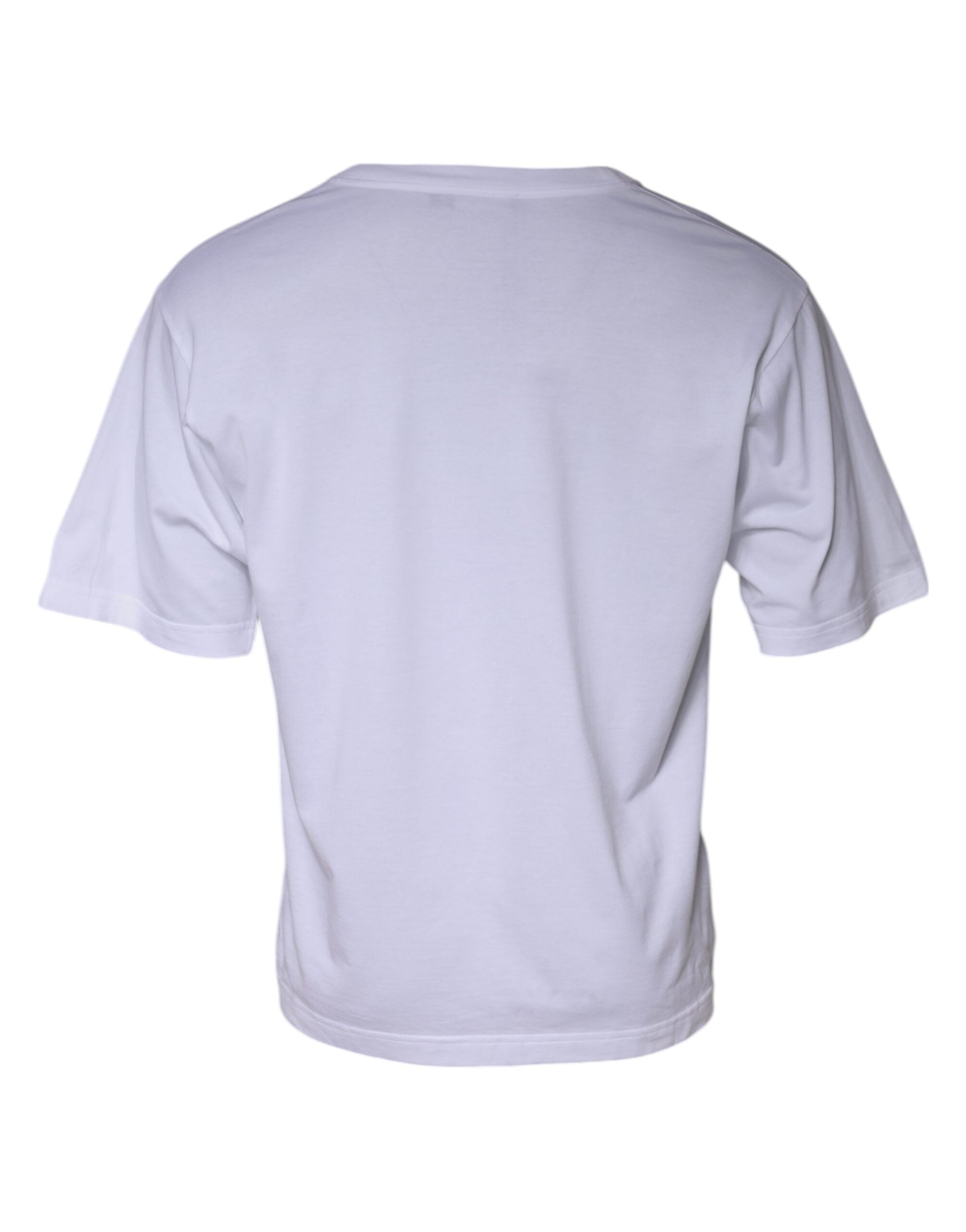 Dolce &amp; Gabbana White Logo Patch Cotton Crew Neck T-shirt