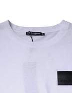 Dolce &amp; Gabbana White Logo Patch Cotton Crew Neck T-shirt