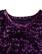 Dolce &amp; Gabbana Purple Sequin Round Neck Sleeveless T-shirt