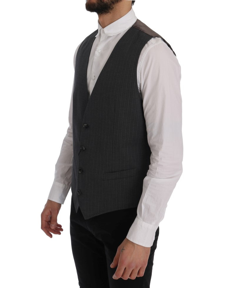 Dolce &amp; Gabbana Gray STAFF Cotton Striped Vest