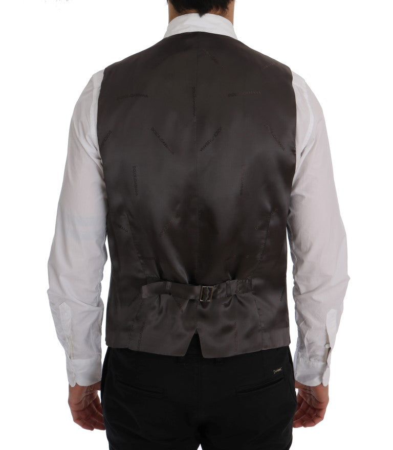 Dolce &amp; Gabbana Gray STAFF Cotton Striped Vest