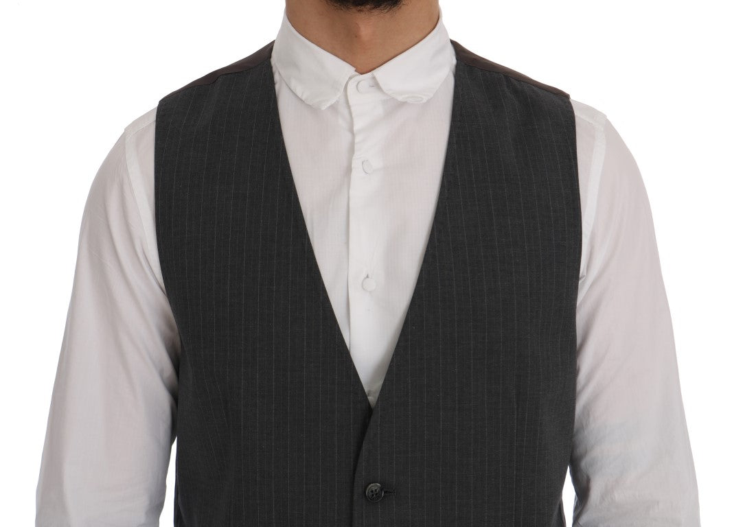 Dolce &amp; Gabbana Gray STAFF Cotton Striped Vest