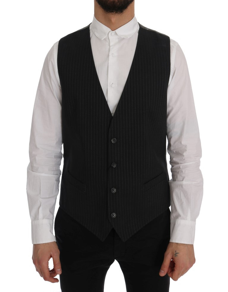 Dolce &amp; Gabbana Gray STAFF Cotton Striped Vest