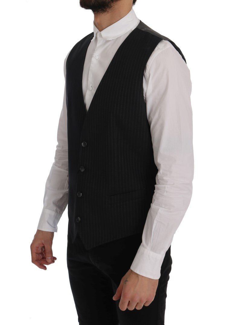 Dolce &amp; Gabbana Gray STAFF Cotton Striped Vest