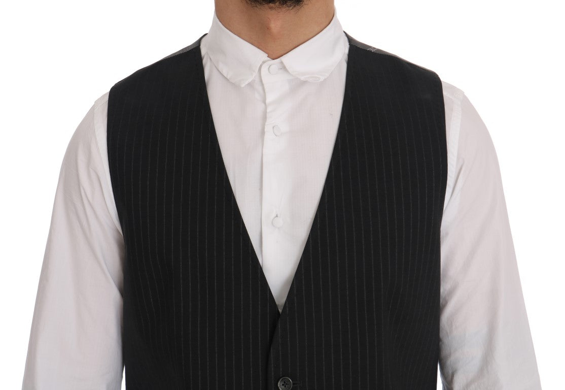 Dolce &amp; Gabbana Gray STAFF Cotton Striped Vest