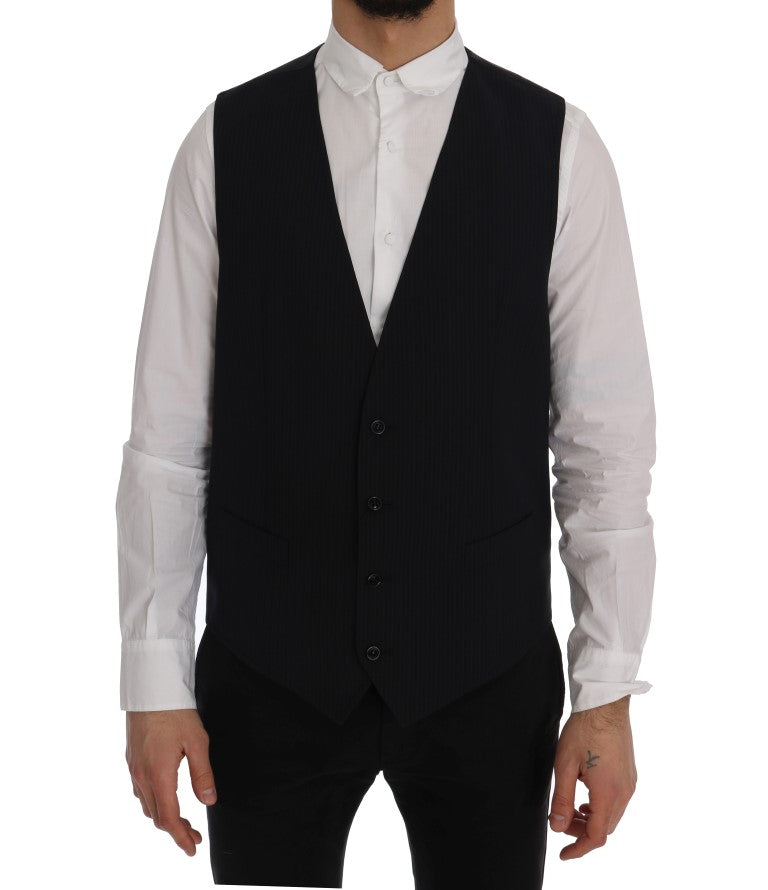 Dolce &amp; Gabbana Black STAFF Wool Striped Vest