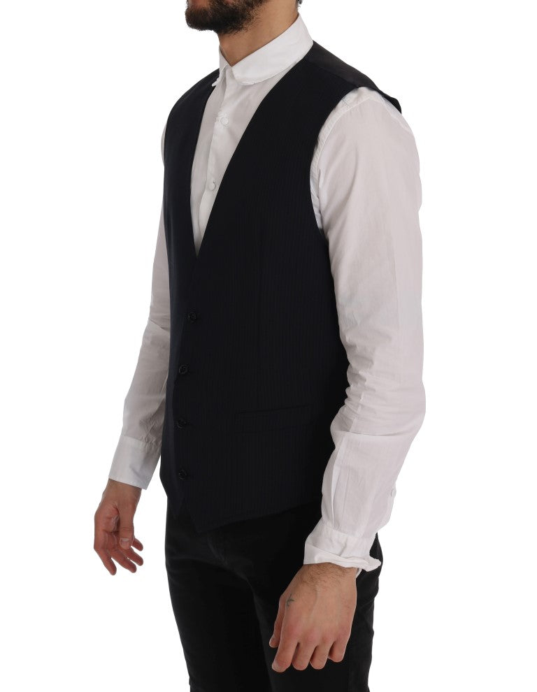 Dolce &amp; Gabbana Black STAFF Wool Striped Vest