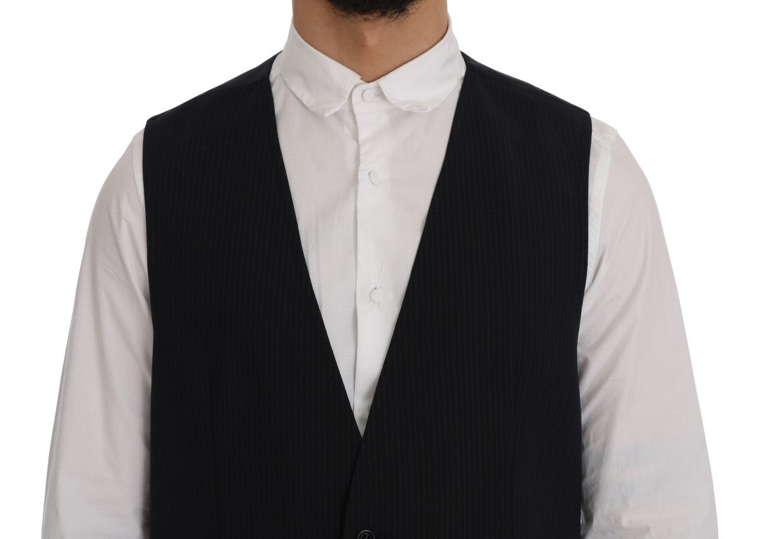 Dolce &amp; Gabbana Black STAFF Wool Striped Vest