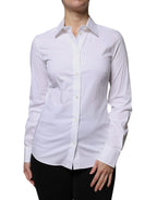 Dolce &amp; Gabbana White Cotton Collared Long Sleeves Shirt Top