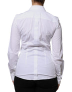 Dolce &amp; Gabbana White Cotton Collared Long Sleeves Shirt Top